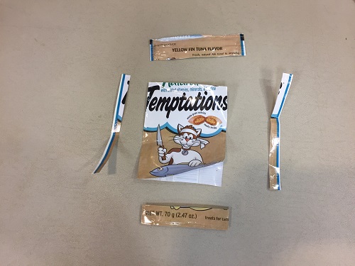 edges of treat pouch cut off